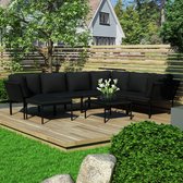 vidaXL 8-delige Loungeset met kussens PVC zwart