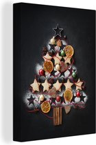 Canvas Schilderij Kerstboom gemaakt van koek - 60x80 cm - Wanddecoratie