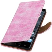 Wicked Narwal | Lizard bookstyle / book case/ wallet case Hoes voor Nokia 5 Roze