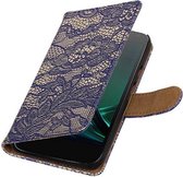 Wicked Narwal | Lace bookstyle / book case/ wallet case Hoes voor Motorola Moto G4 Play Blauw