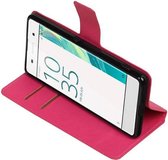 Wicked Narwal | Cross Pattern TPU bookstyle / book case/ wallet case voor Sony Xperia X A Roze