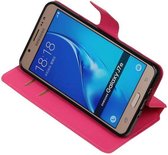 Wicked Narwal | Cross Pattern TPU bookstyle / book case/ wallet case voor Samsung Galaxy J7 (2016) Roze