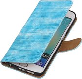 Wicked Narwal | Lizard bookstyle / book case/ wallet case Hoes voor Samsung Galaxy S6 Edge G925 Turquoise