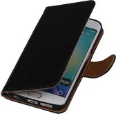 Wicked Narwal | Echt leder bookstyle / book case/ wallet case Hoes voor Samsung Galaxy S6 Edge G925F Zwart