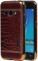 Wicked Narwal | M-Cases Croco Design backcover hoes voor Samsung Galaxy J1 2016 Rood