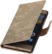 Wicked Narwal | Lace bookstyle / book case/ wallet case Hoes voor Samsung Galaxy Note 4 N910F Goud