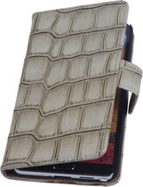 Wicked Narwal | Glans Croco bookstyle / book case/ wallet case Hoes voor Samsung Galaxy Note 3 N9000 Beige