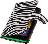Wicked Narwal | Zebra bookstyle / book case/ wallet case Hoes voor Nokia Microsoft Lumia 625 Wit