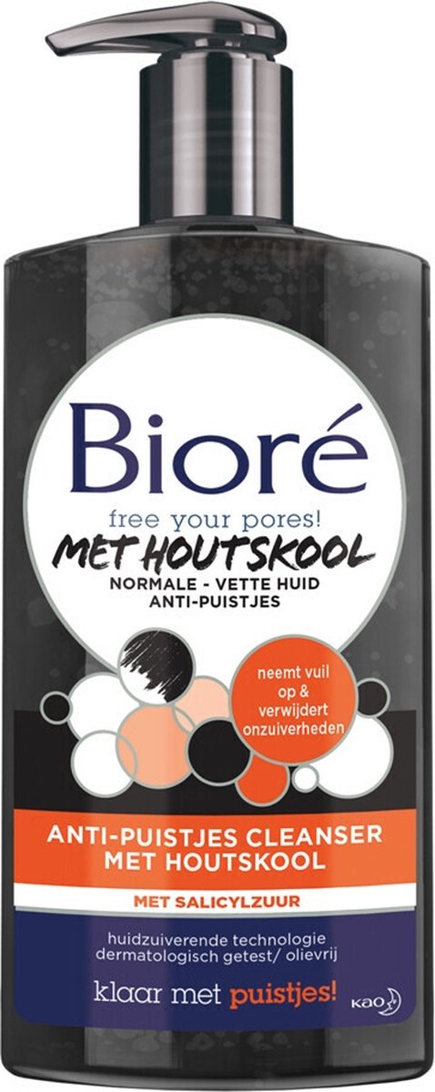 Bioré – Houtskool Anti-Puistjes Reinigingsgel – Gezichtsreiniger – 200 ml - Voordeelverpakking - 4 stuks