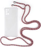 Shop4 - Oppo A92 Hoesje - Zachte Back Case met Koord Multi Rood