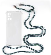 Shop4 - Oppo A92 Hoesje - Zachte Back Case met Koord Multi Groen