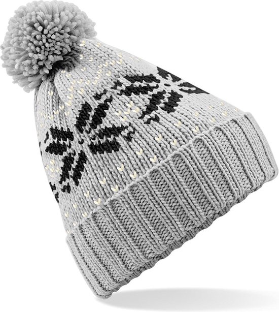 Bonnet d'hiver nordique tricoté gris / noir avec pompon pour adulte -  Chapeaux femme /... | bol.com