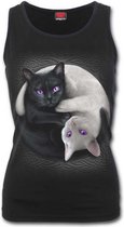 Spiral Mouwloze top -M- YIN YANG CATS Zwart