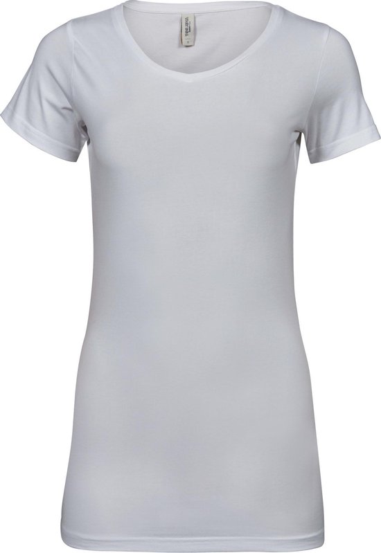 Tee Jays T-shirt long extensible à la mode pour femmes/dames (Wit)