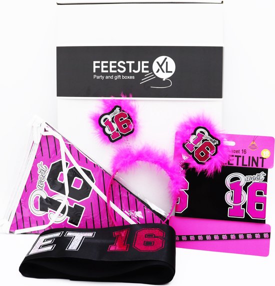 FeestjeXL Cadeau Box - Sweet 16 - Verjaardag cadeau doos voor meisjes met :  diadeem -... | bol.com