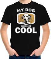 Dalmatier honden t-shirt my dog is serious cool zwart - kinderen - Dalmatiers liefhebber cadeau shirt S (122-128)