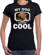 Rhodesische pronkrug  honden t-shirt my dog is serious cool zwart - dames - Pronkruggen liefhebber cadeau shirt L