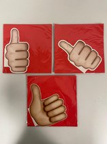 Cadeaukaarten in emoji stijl: kaarten met envelop - set van 3 stuks (rood en 'duim omhoog')