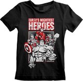 Marvel The Avengers Kinder Tshirt -Kids tm 8 jaar- Earths Mightiest Heroes Zwart
