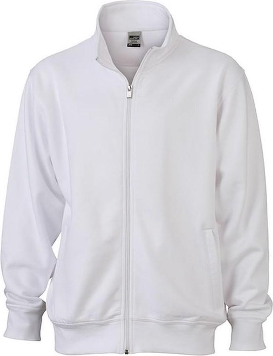 James and Nicholson Unisex Workwear Sweat Jacket Wit