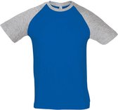 SOLS Heren Funky Contrast T-Shirt met korte mouwen (Royal Blue/Grey Melange)