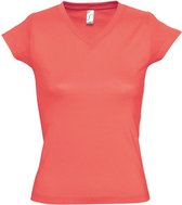 SOLS Dames/dames Maan V Hals T-Shirt met korte mouwen (Koraal)
