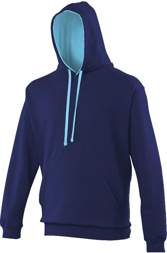 Awdis Varsity Hooded Sweatshirt / Hoodie (Oxford Navy / Hawaiian Blauw)