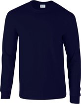 Gildan Heren Effen Bemanningsleden Hals Ultra Katoen Lange Mouw T-Shirt (Marine)