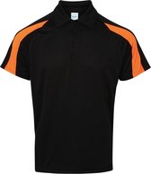 Awdis Gewoon Cool Mens Korte Mouw Contrast Paneel Poloshirt (Jet Zwart/Elektrisch Oranje)