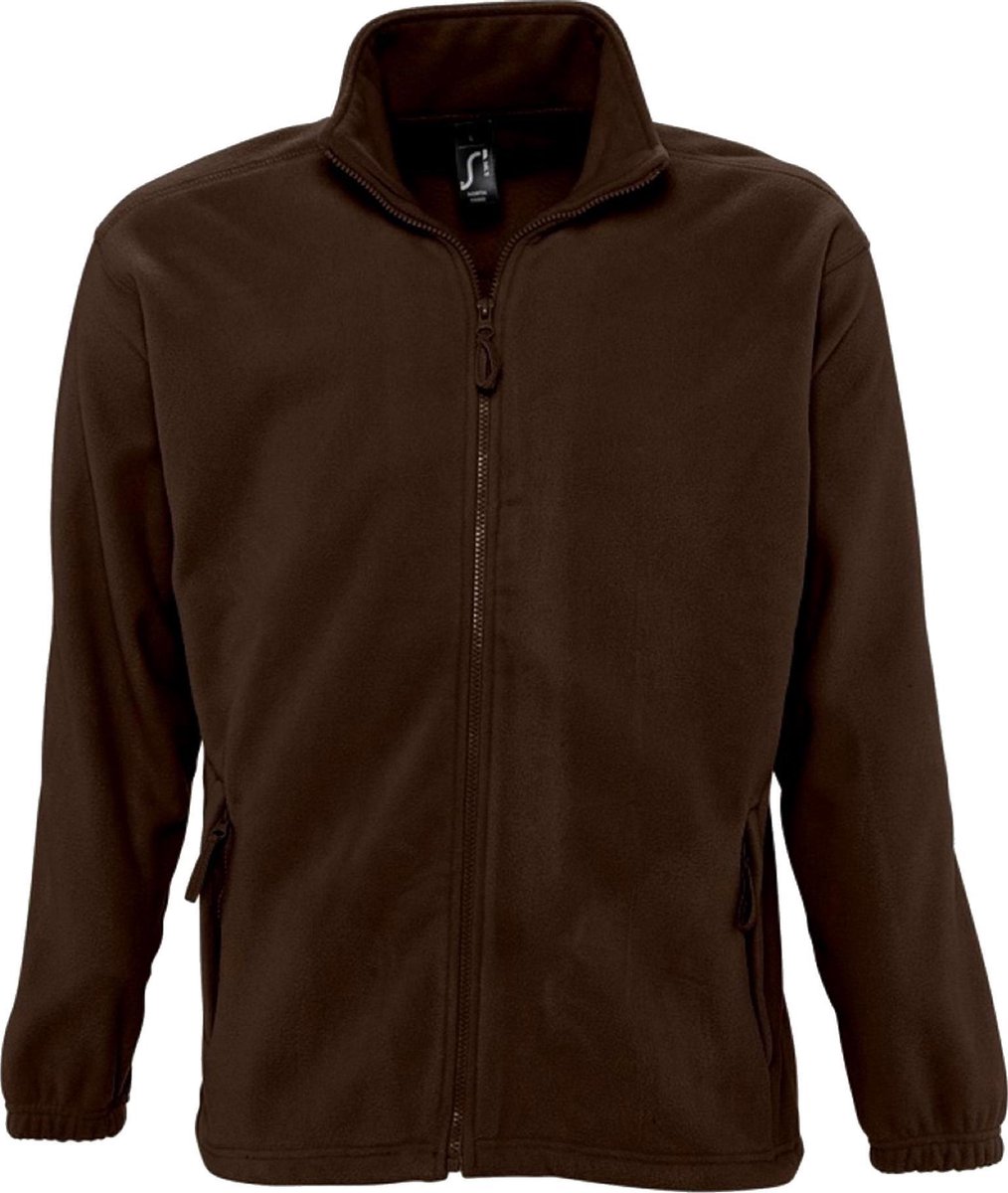 SOLS Heren North Full Zip Outdoor Fleece Jacket Donkere Chocolade