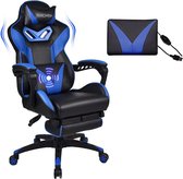 Bobby's Gamingstoel Massagefunctie - Game Stoelen - Bureaustoel - Voor Volwassenen - Ergonomisch - Gaming Chair - Zwart - Blauw