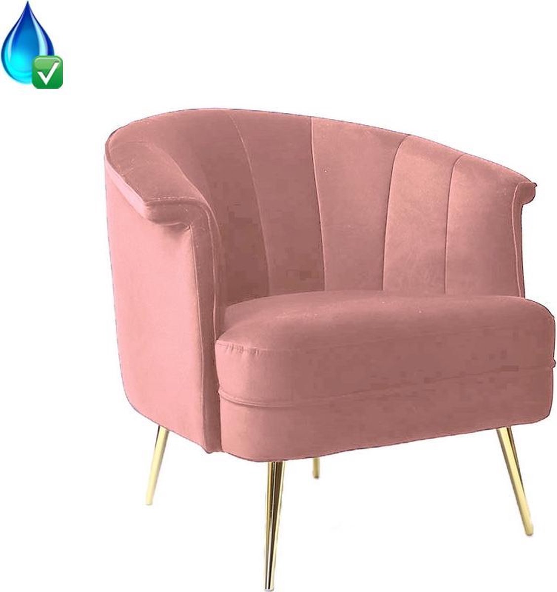 Bronx71® Fauteuil velvet Amy roze - Zetel 1 persoons - Relaxstoel ...