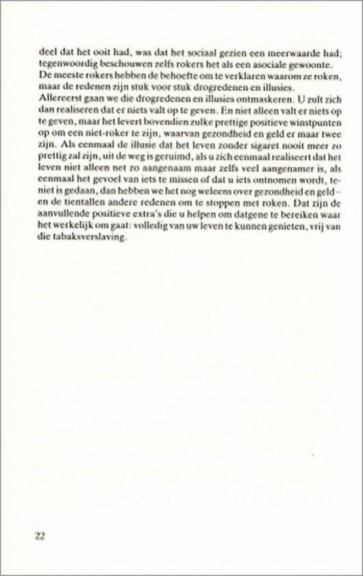 Pagina 22 van een boek met tekst over het stoppen met roken door Allen Carr.