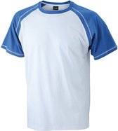 James and Nicholson - Heren Raglan T-Shirt (Wit/Blauw)