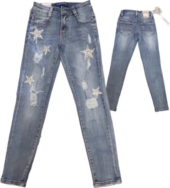 S&C Meisjes jeans met sterren - 134/140 | bol.com