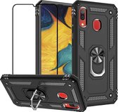 Samsung Galaxy A70 hoesje Schokbestendige ring armor met volledige schermdekking Screenprotector zwart