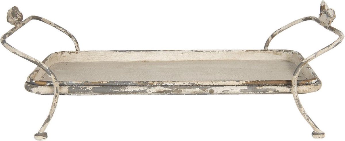 Decoratie Dienblad 60x32x21 cm Wit Ijzer Rechthoek Serveerschaal