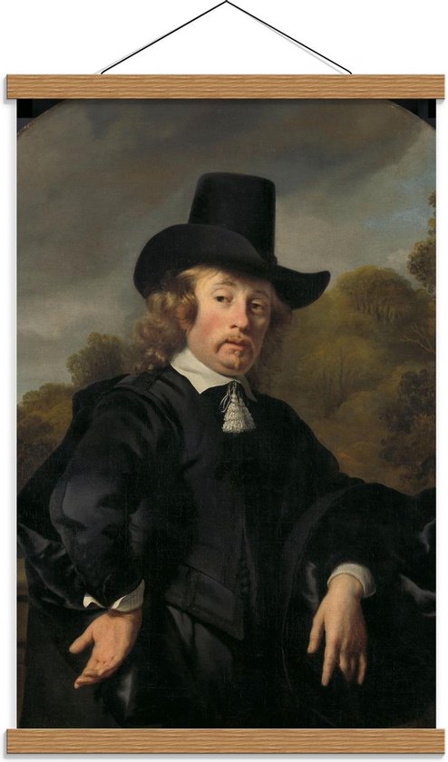 Schoolplaat – Oude meesters - Portret van Roelof Meulenaer, Ferdinand Bol, 1650 - 40x60cm Foto op Textielposter (Wanddecoratie op Schoolplaat)