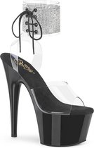 Pleaser Sandaal met enkelband, Paaldans schoenen -41 shoes- ADORE-791-2RS Paaldans schoenen Zilverkleurig/Zwart