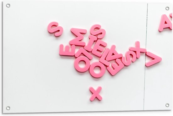 Tuinposter – Roze Letterfiguren - 90x60cm Foto op Tuinposter  (wanddecoratie voor buiten en binnen)