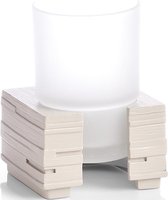 Badkamer beker wit leisteen look 11,5 cm - Zeller - Huishouding - Badkameraccessoires/benodigdheden - Tandenborstelhouders - Bekers voor in de badkamer