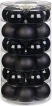 30x Zwarte glazen kerstballen 6 cm glans en mat - Kerstboomversiering zwart