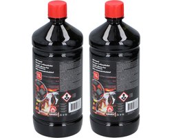 2x Barbecue/bbq aanmaakvloeistof in fles 1 liter -  Brandvloeistof - Aanmaak vloeistof BBQ aanmaken - Barbeque accesoires benodigdheden