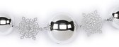 1x Zilveren kerst decoratie slingers met ballen en sneeuwvlokken 116 cm - Kerstballen raamslingers - Schouw versiering