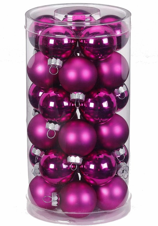 Te voet Bounty Kalksteen 30x Fuchsia roze kleine glazen kerstballen 4 cm glans en mat -  Kerstboomversiering... | bol.com