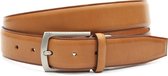 Gilmart Sportieve heren riem camel met ril - heren riem - 3.5 cm breed - Camel - Echt Leer - Taille: 90cm - Totale lengte riem: 105cm