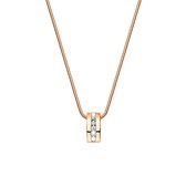 Lucardi Dames Ketting met hanger roseplated met zirkonia - Staal - Ketting - Cadeau - 42 cm - Rosékleurig