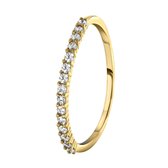 Lucardi Dames ring goldplated met rij zirkonia - Ring - Cadeau - Echt Zilver - Goudkleurig