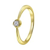 Lucardi Dames Ring met diamant 0,05ct - Ring - Cadeau - Moederdag - 14 Karaat Goud - Geelgoud