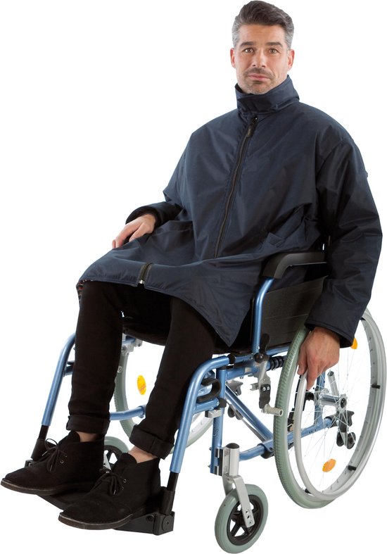 Manteau en fauteuil roulant hiver | Manteaux et ponchos pour fauteuils roulants | Veste adaptée aux fauteuils roulants | Bleu foncé | M